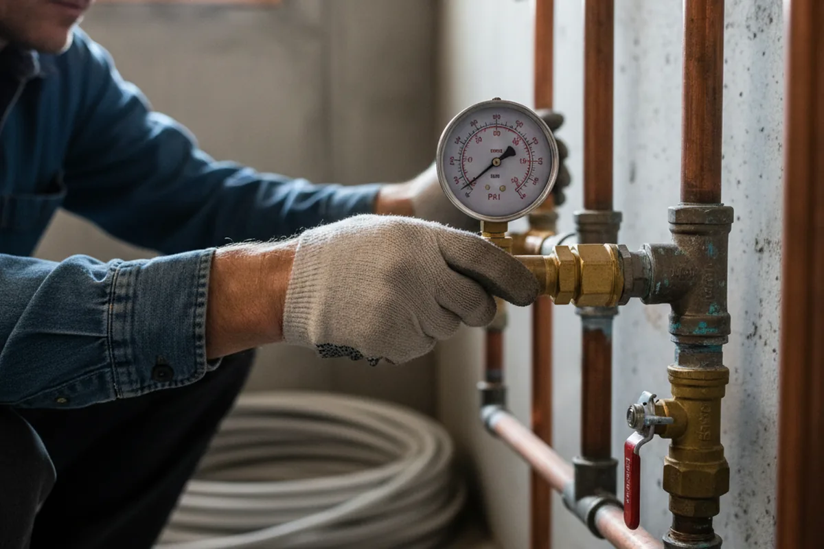 Pressure testing a repaired line during Water Line Repair in Paige